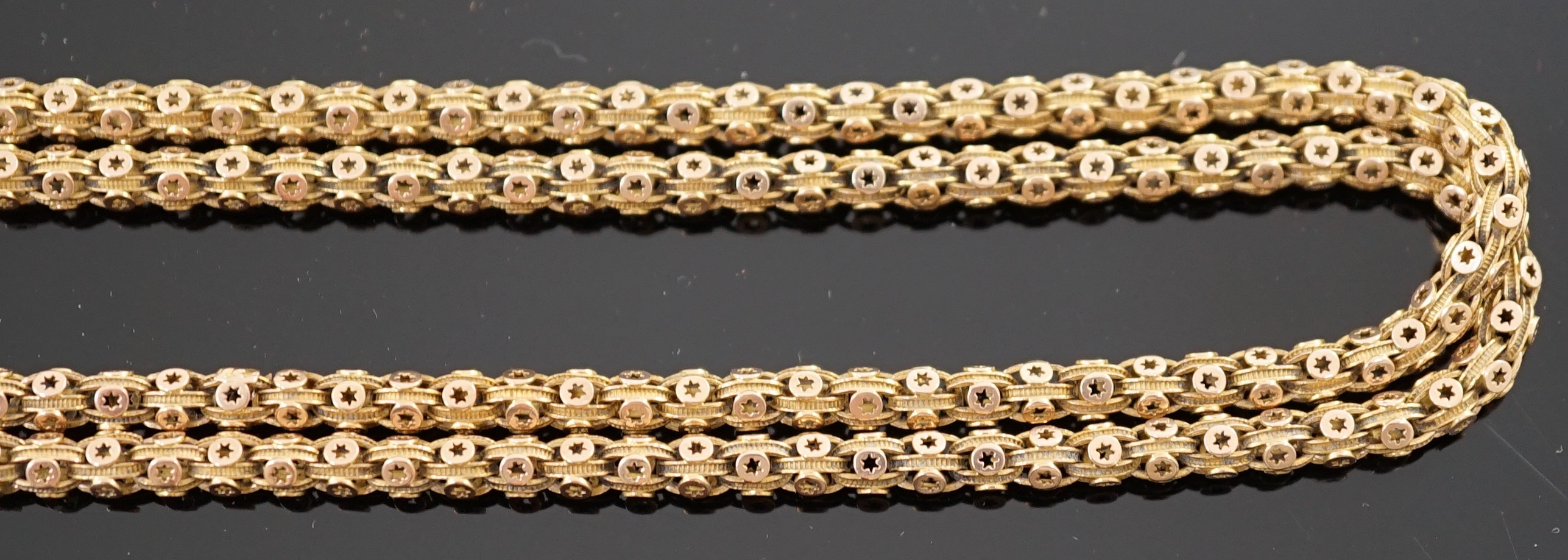 A 19th century gold guard chain